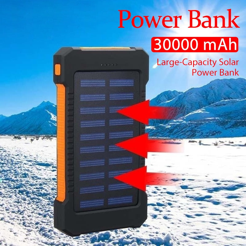 30000mah Solar Charger Portable LED Outdoor Power Bank with